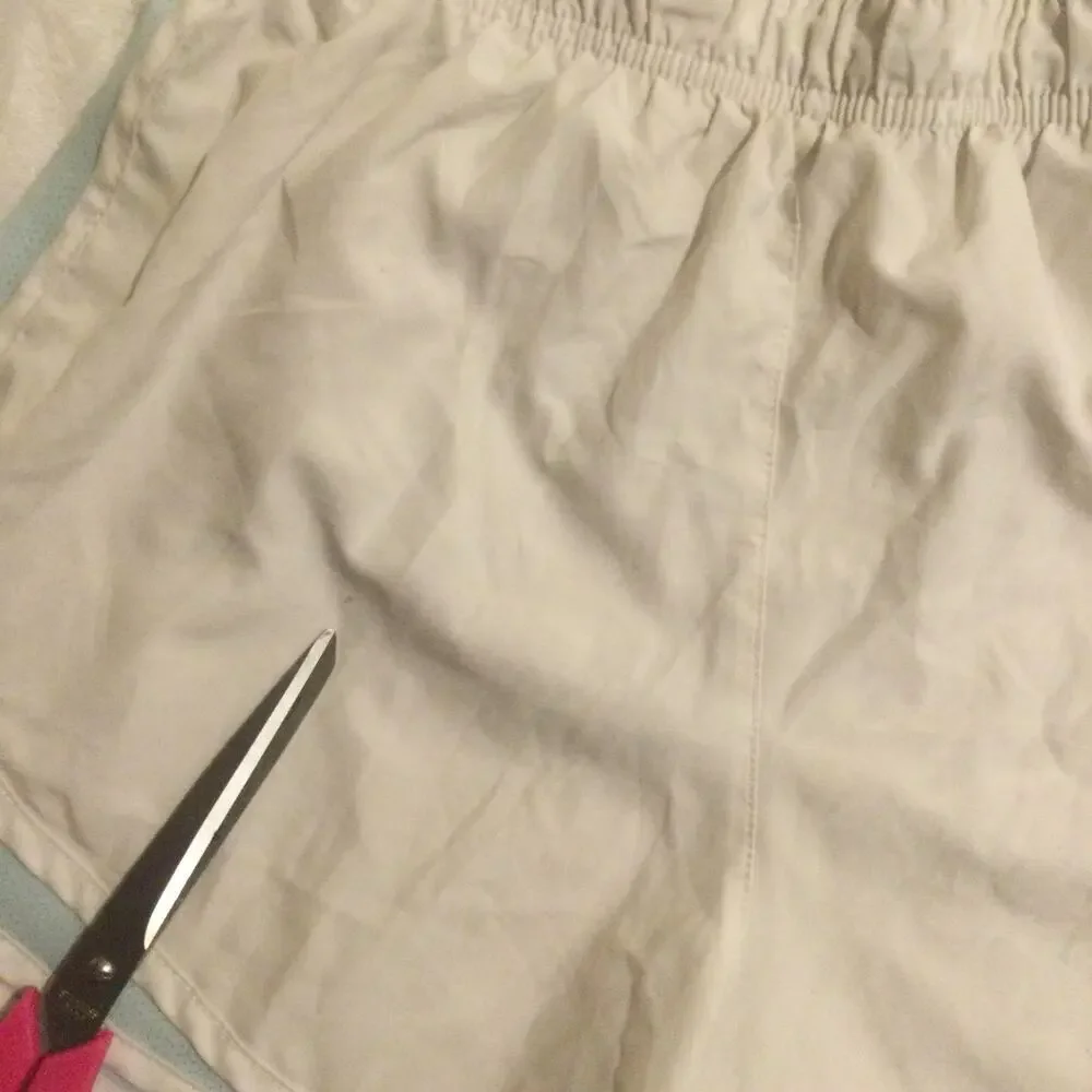 Nike Dri Fit Running Shorts Women S White/Blue Brief-Lined Mesh Sides‎